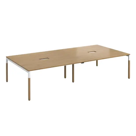 Connex Plus Boardroom Tables - Back to Back Desk - 3200 x 1600 - with Cut Out - Oak